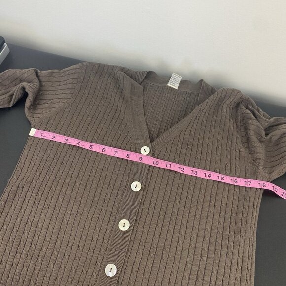 Vintage Women's 100% Silk Cableknit Cardigan Size S Brown Button - Picture 4 of 6